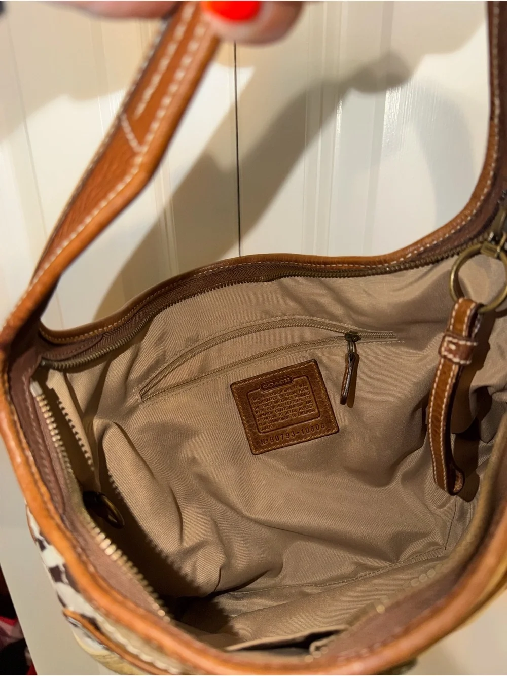 Coach Ergo Patchwork Leather Canvas Suede Hobo in Earth Tone Brown Color